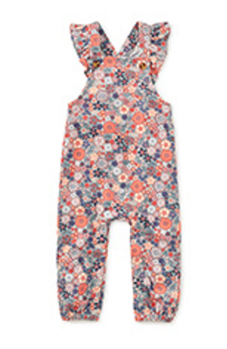 Tea Collection Corduroy Ruffle Baby Overalls, Main, color, Japanese Mini Floral