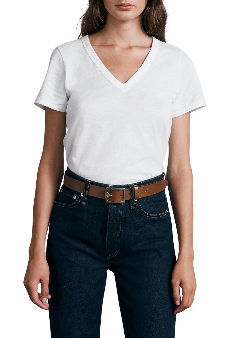 The Vee Slub Cotton T-Shirt, Main, color, BRIGHTWHT