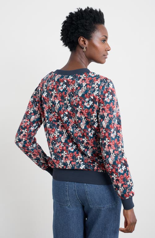 Seasalt Cornwall Bright Wave Floral Organic Cotton Sweatshirt In Blue
