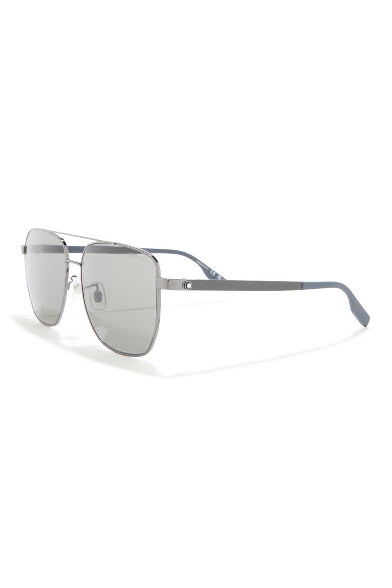 61mm Aviator Sunglasses, Alternate, color, RUTHENIUM GREY GREY