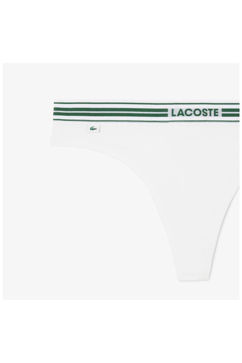 High Waist Stretch Cotton Jersey Thong, Alternate, color, WHITE