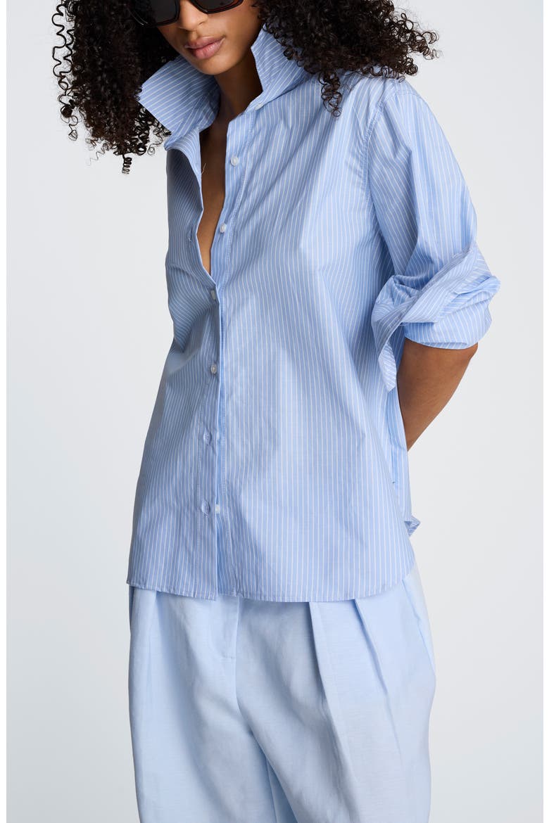 Pinstripe Button-Up Boyfriend Shirt, Alternate, color, BLUE DAWN MULTI