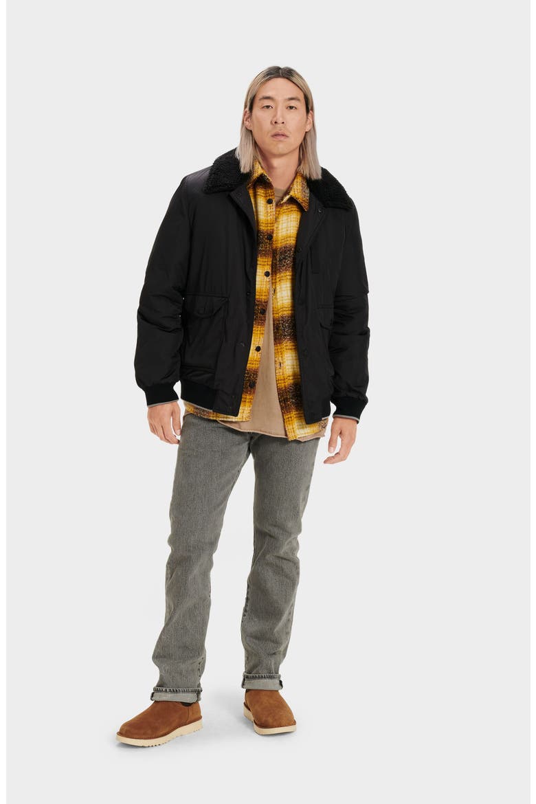 Ethan Water Resistant Down Bomber Jacket, Alternate, color, BLACK