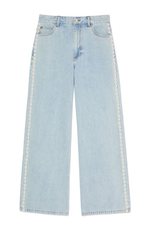 Sandro Beaded Jeans In Light Bu Jean