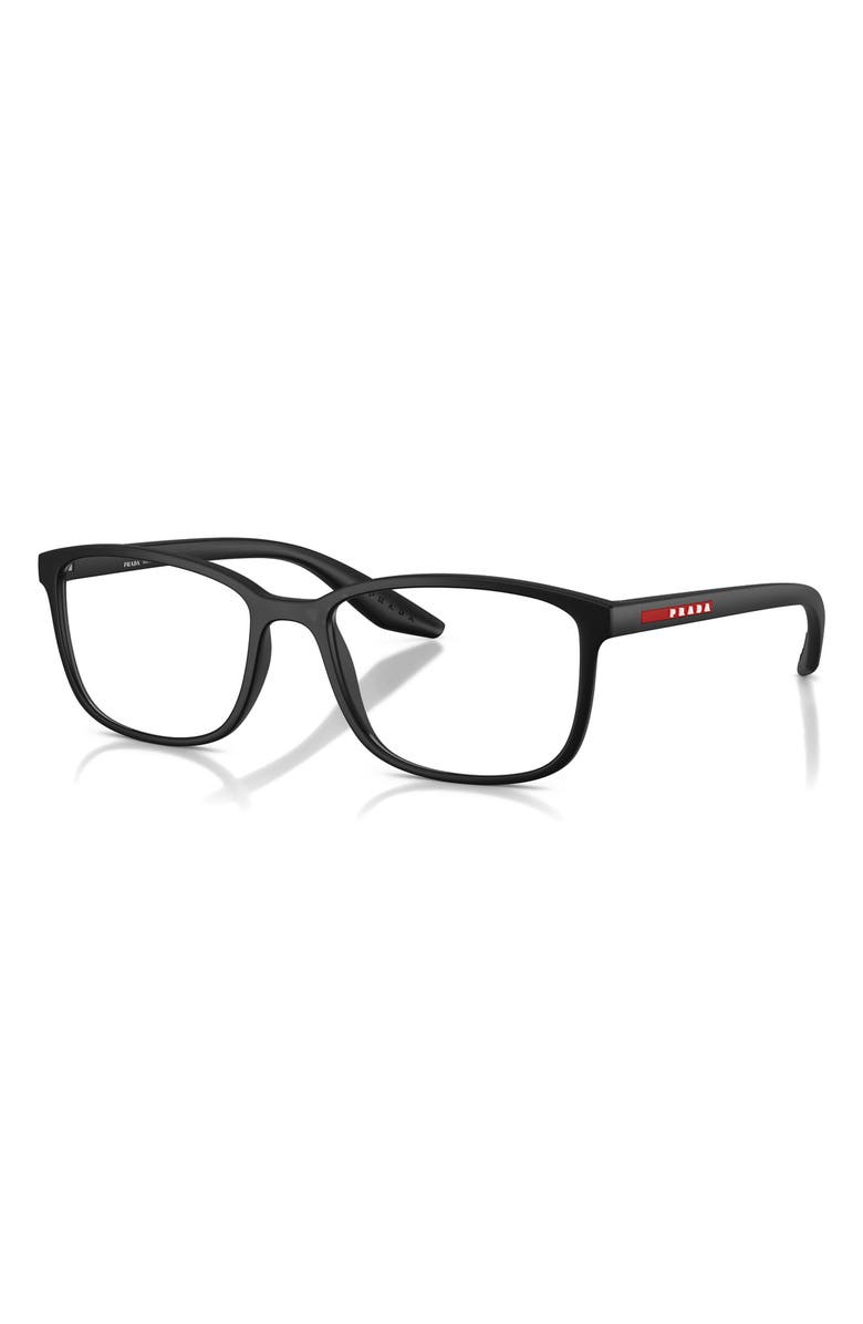 Prada Linea Rossa 53mm Pillow Optical Glasses, Alternate, color, Matte Black