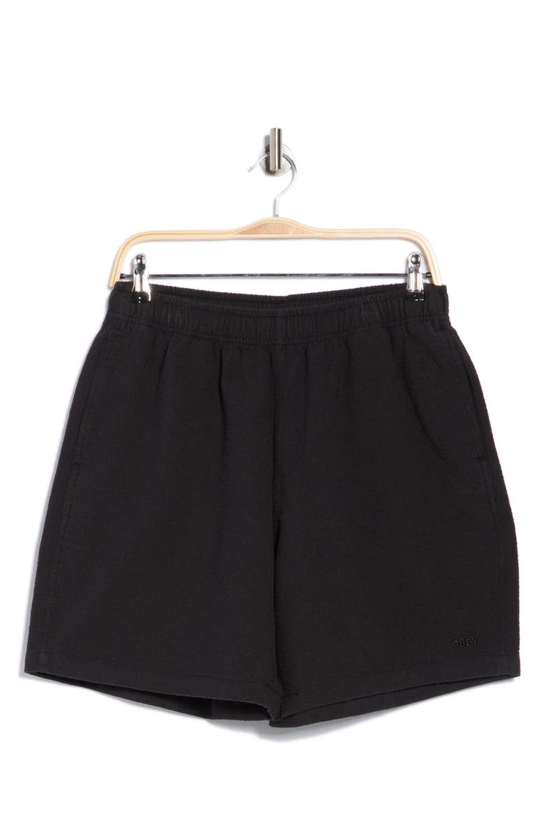 Obey Easy Textured Linen Blend Shorts, Alternate, color, Digital Black
