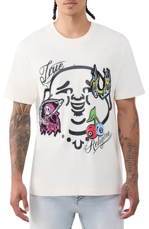 Buddha Face Cotton Graphic T-Shirt