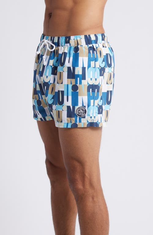Original Penguin Multi Color Logo Swim Short In Blue