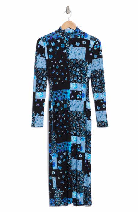 Desigual Floral Long Sleeve Ribbed Maxi Dress