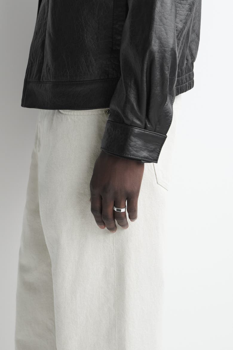 Faceted Agate Ring, Main, color, SILVER / BLACK