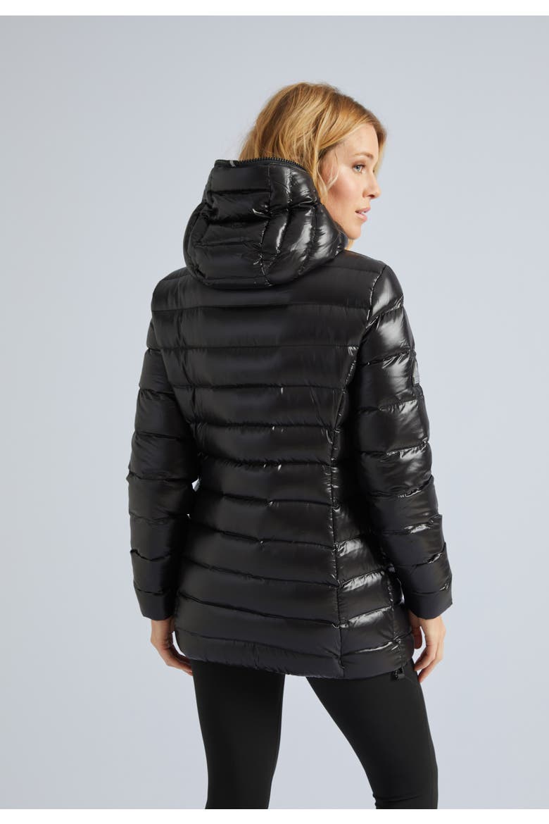 Hooded Down Coat Jacket, Alternate, color, Black