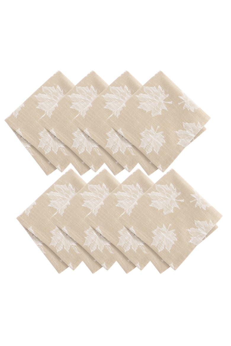 Falling Leaves Jacquard Napkins Set of 8, Main, color, Taupe