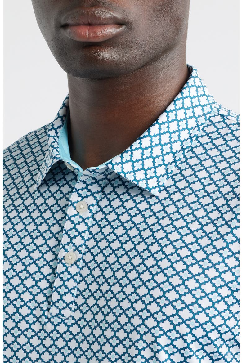 Tempo Quatrefoil Print Performance Golf Polo, Alternate, color, DEEP-LAKE
