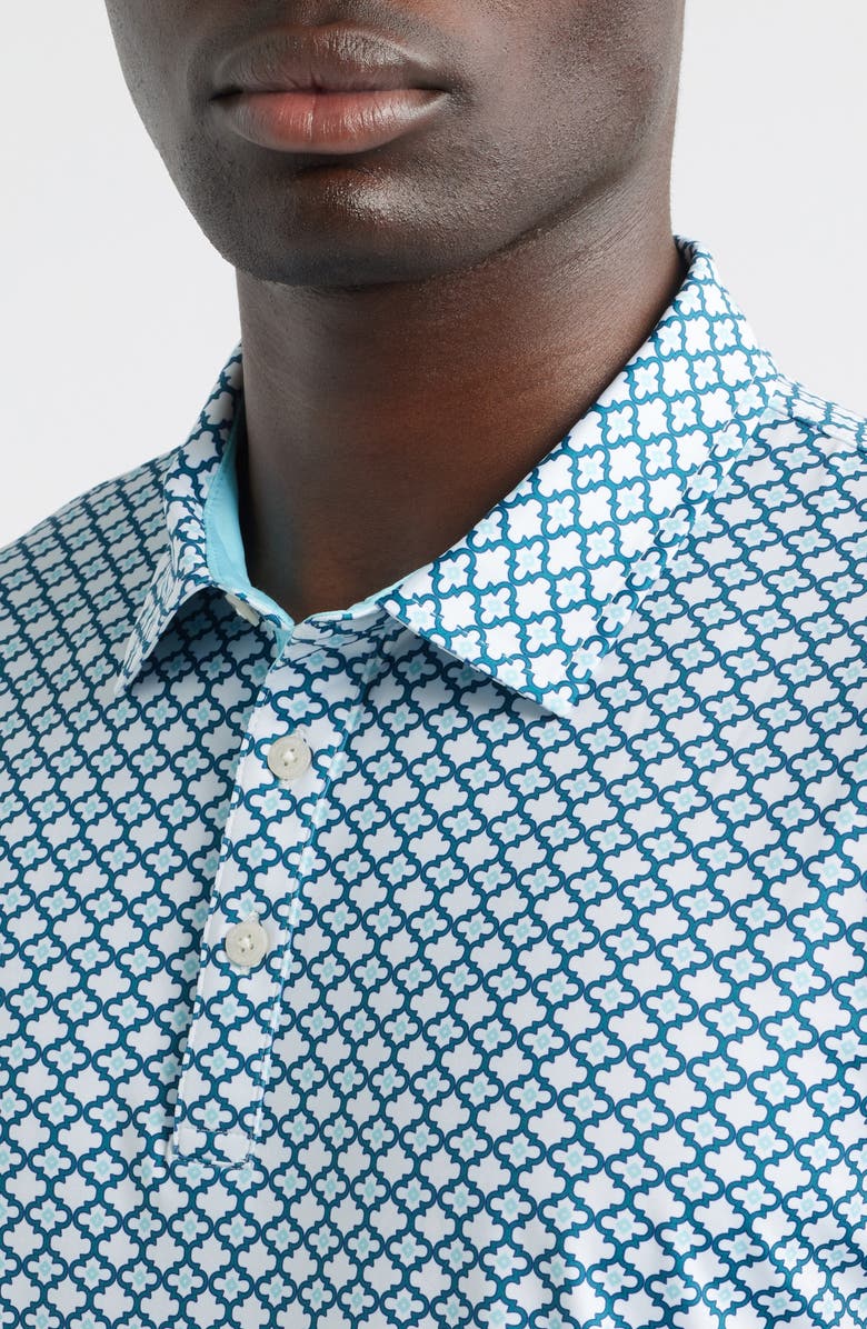 Swannies Tempo Quatrefoil Print Performance Golf Polo, Alternate, color, Deep-Lake