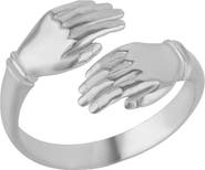 Spero London New Hug Ring With Hands Sterling Silver and Gold Plated
