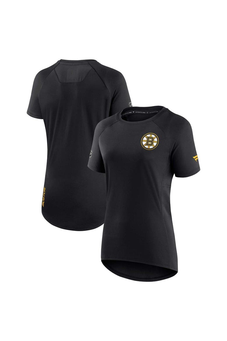 Women's Fanatics Branded Black Boston Bruins Authentic Pro Rink Raglan Tech T-Shirt, Main, color, Black