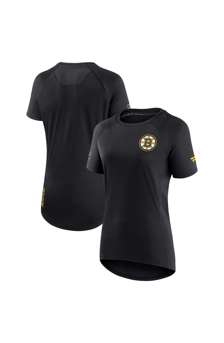 FANATICS Women's Fanatics Branded Black Boston Bruins Authentic Pro Rink Raglan Tech T-Shirt, Main, color, 