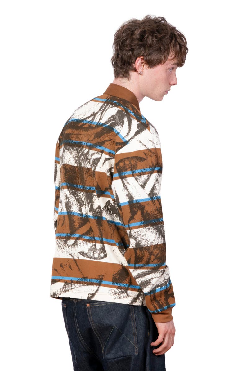 PLEASURES Worms Graphic Rubgy Shirt, Alternate, color, Brown Stripe