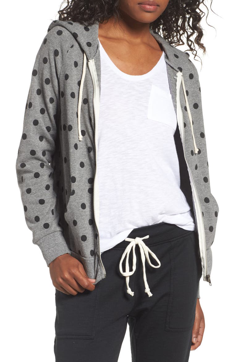 Adrian Print Zip Hoodie, Main, color, ECO GREY/ BLACK DOT PRINT