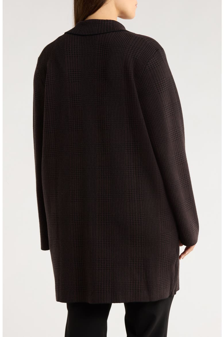 Lina Glen Plaid Jacquard Sweater Coat, Alternate, color, DOUBLE ESPRESSO/ BLACK