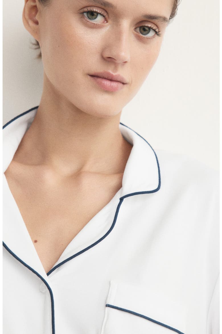 Piped Pajamas, Alternate, color, WHITE