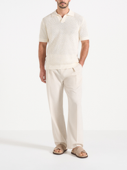 Manière De Voir Conrad Textured Cotton Knit Polo Shirt