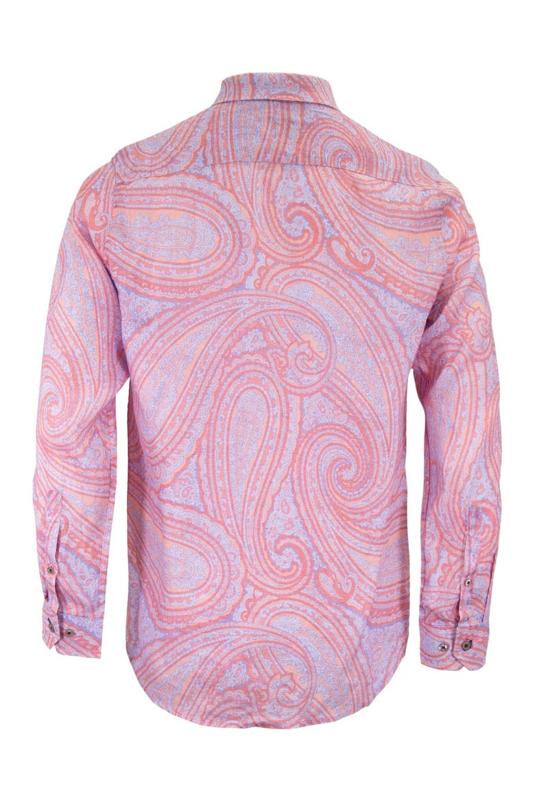 Uomo Wild Paisley Oxford Long Sleeve Fine Linen Shirt, Alternate, color, Pink
