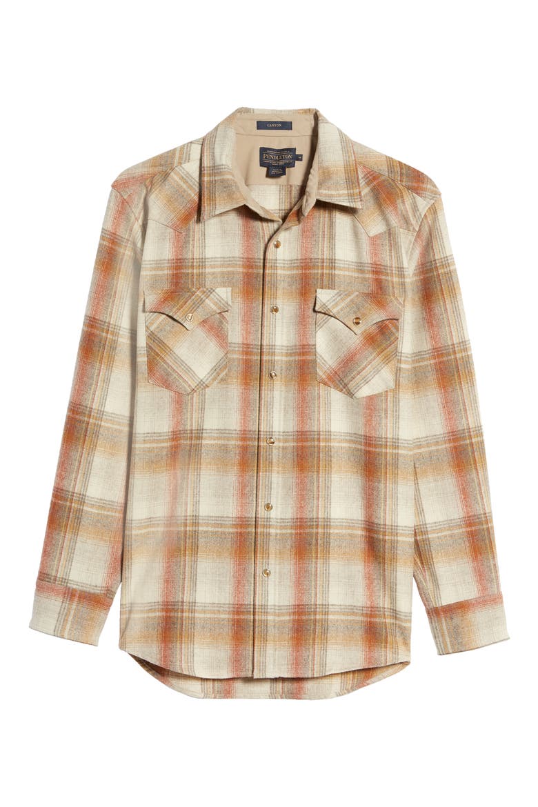 Canyon Wool Snap Front Shirt, Alternate, color, COPPER PLAID