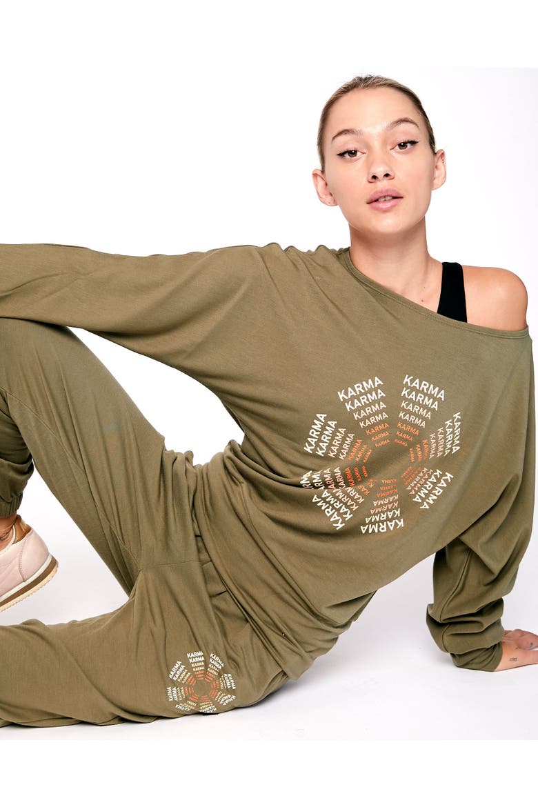Karma Graphic Long Sleeve Top, Alternate, color, Olive/Print