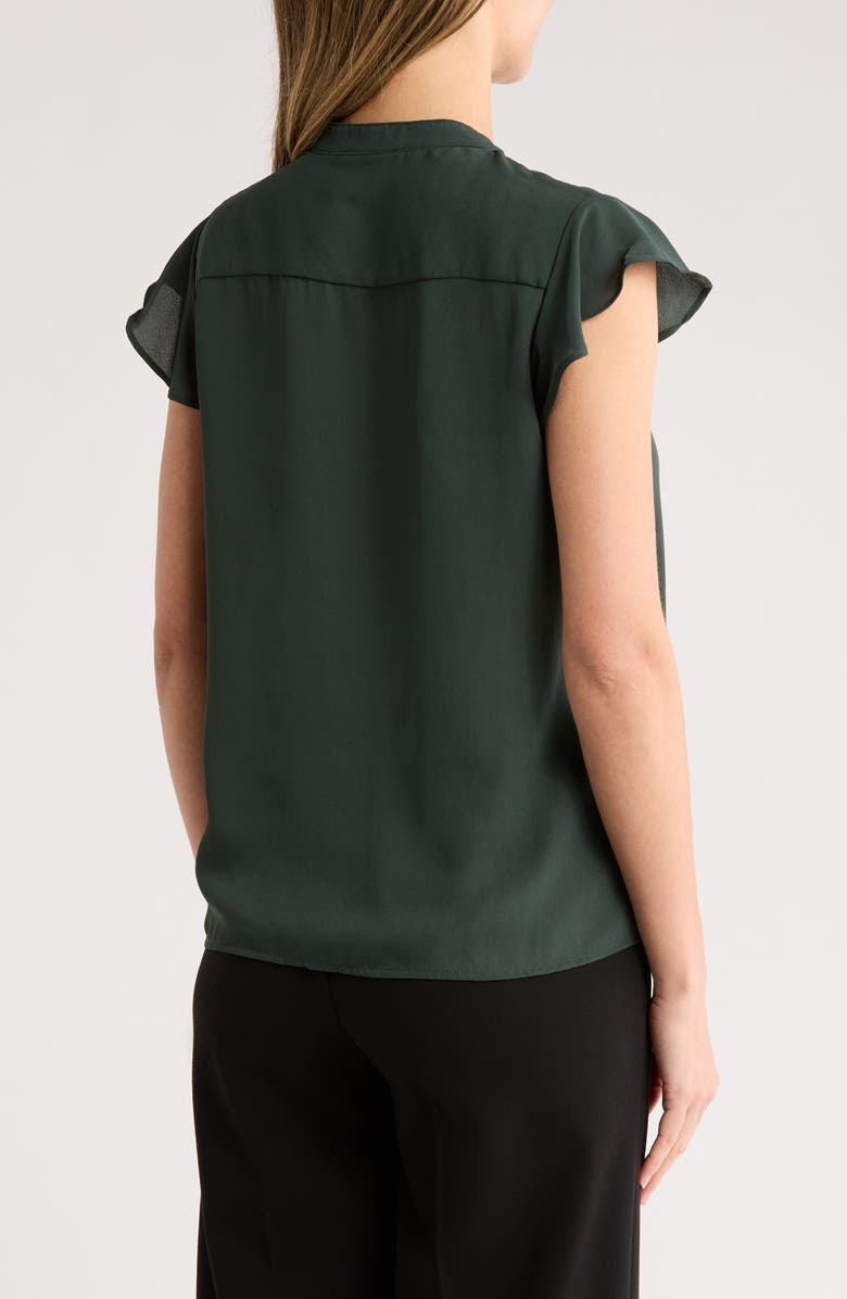 T Tahari Ruffle Short Sleeve Button-Up Top, Alternate, color, Jungle Green