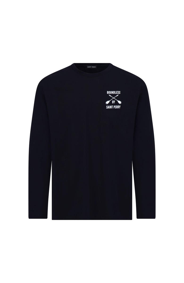 SAINT PERRY Long Sleeve Crewneck T-shirt, Main, color, Black
