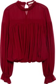 Ulla Johnson Pearl Long Sleeve Silk Chiffon Top