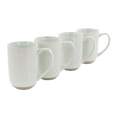 Madrina 4 Piece 19 Ounce Stoneware Assorted Designs Mug Set