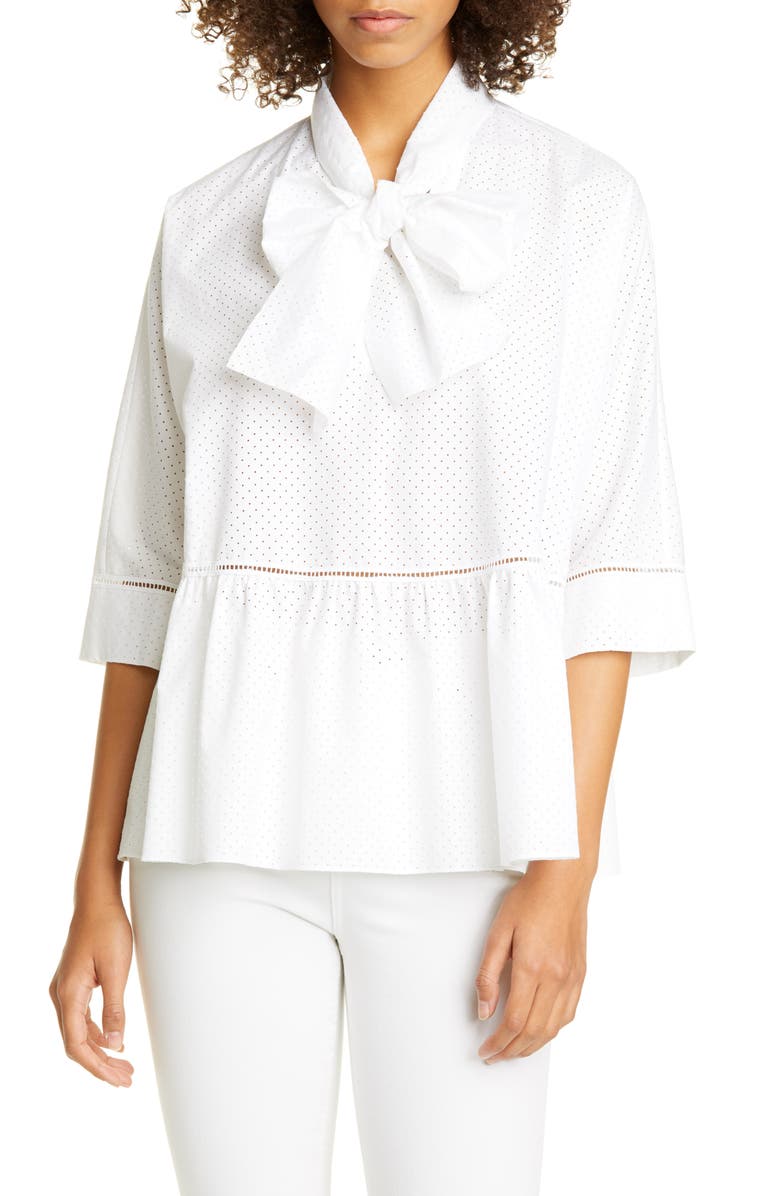 RED Valentino Ruffle Hem Cotton Top, Main, color,