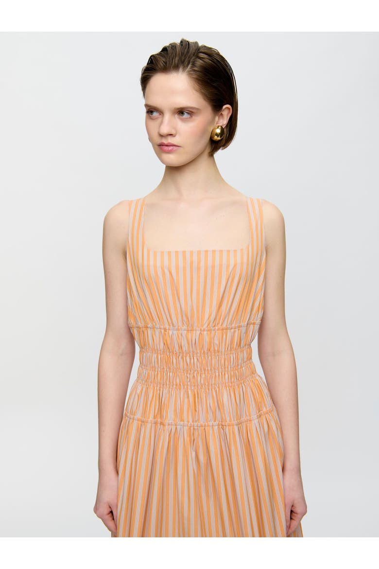 Belinda Gathered waist dress, Alternate, color, Orange / White