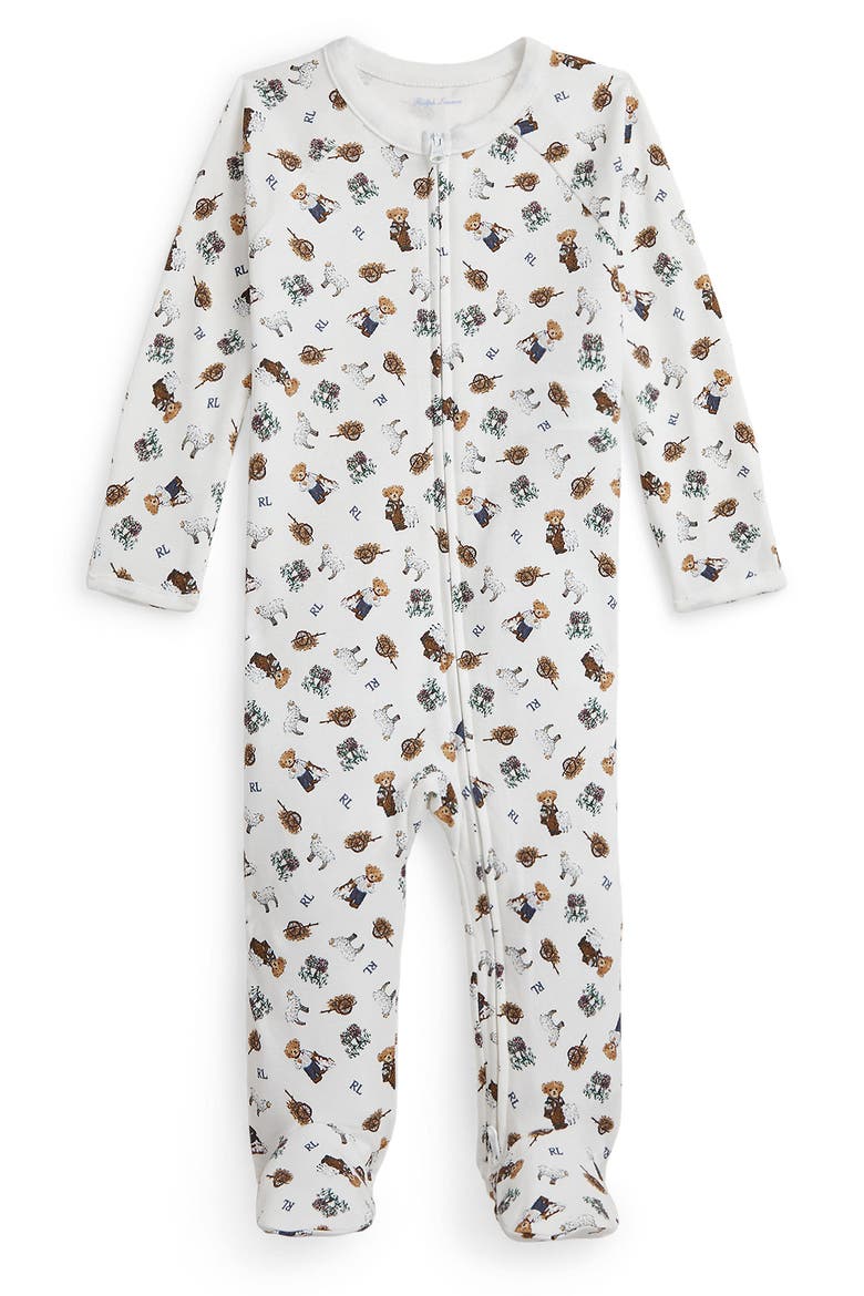 Bear Cotton Knit Romper, Main, color, BEAR BOY