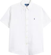 Polo Ralph Lauren Piece Dye Linen Short Sleeve Button-Down Shirt