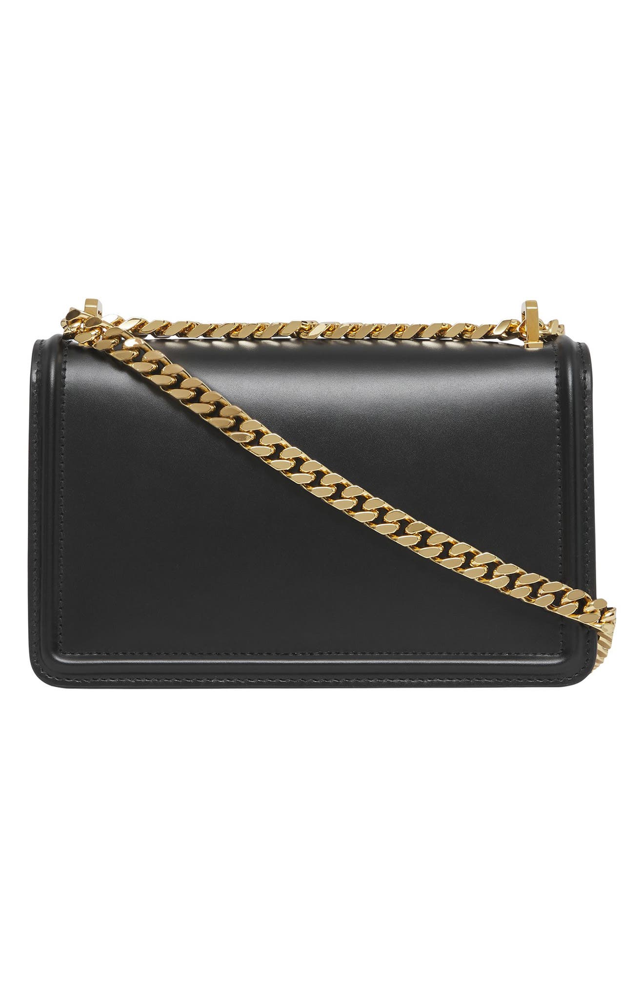 Mini TB Leather Shoulder Bag, Alternate, color, BLACK