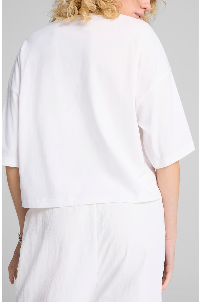 Oversize Crop Cotton T-Shirt, Alternate, color, PUMA WHITE