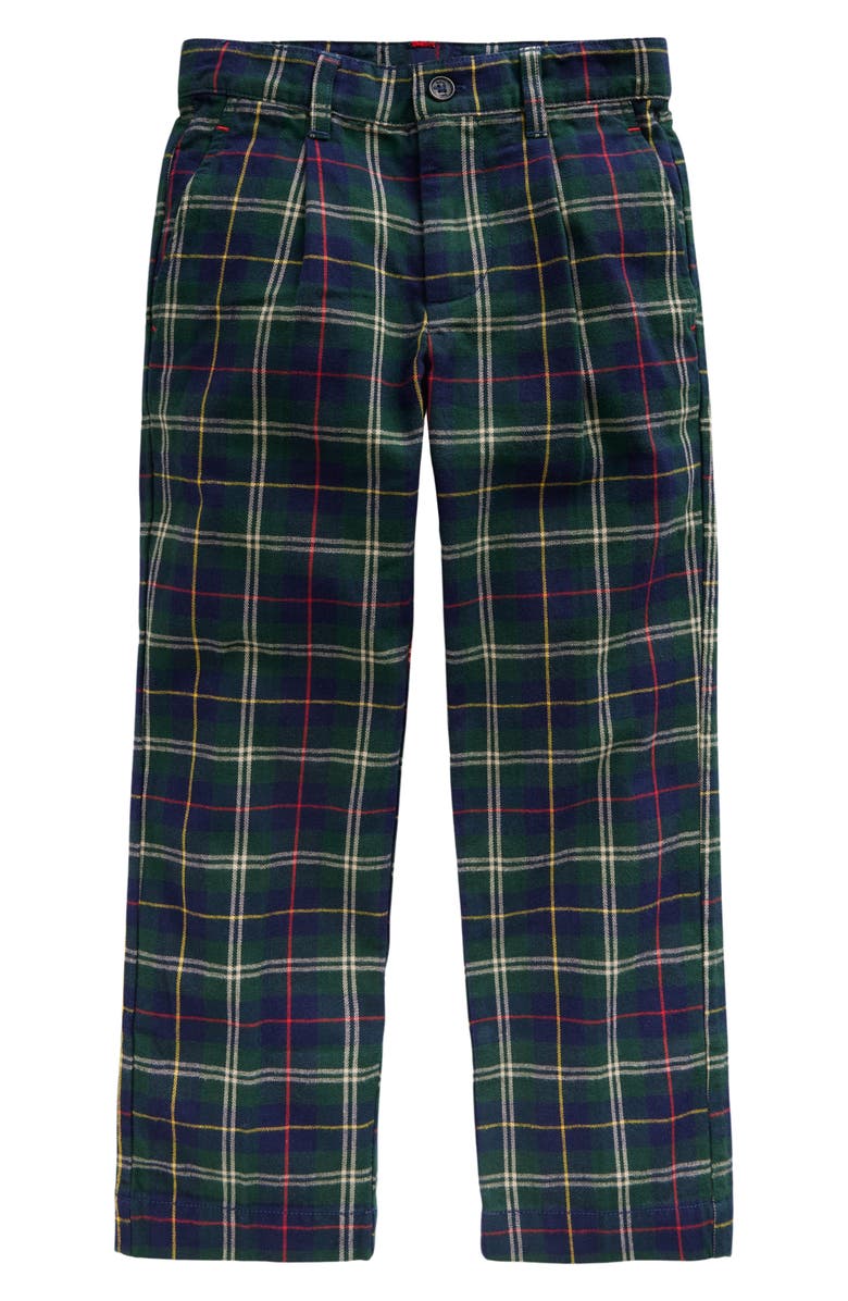 Mini Boden Kids' Plaid Pleated Smart Trousers, Main, color, 