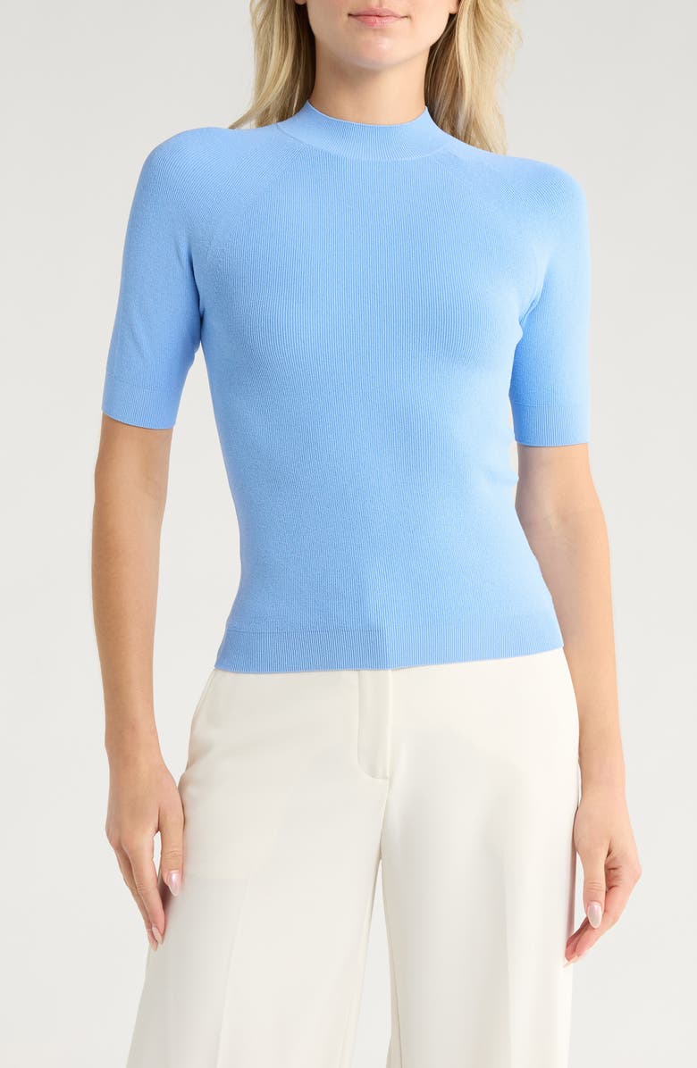 Theory Short Sleeve Rib Sweater, Main, color, Cornflower