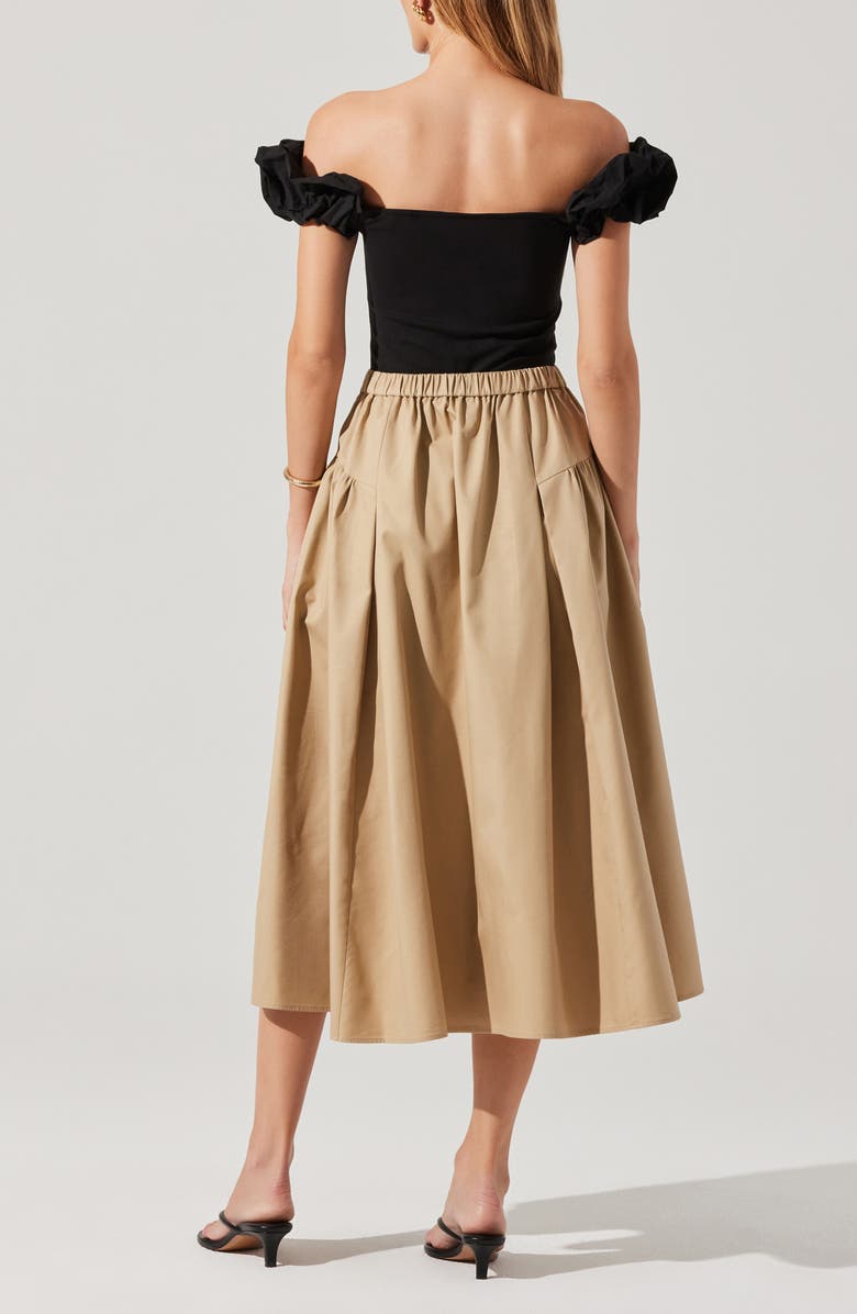 ASTR the Label Hoda Mixed Media Off the Shoulder top, Alternate, color, Black