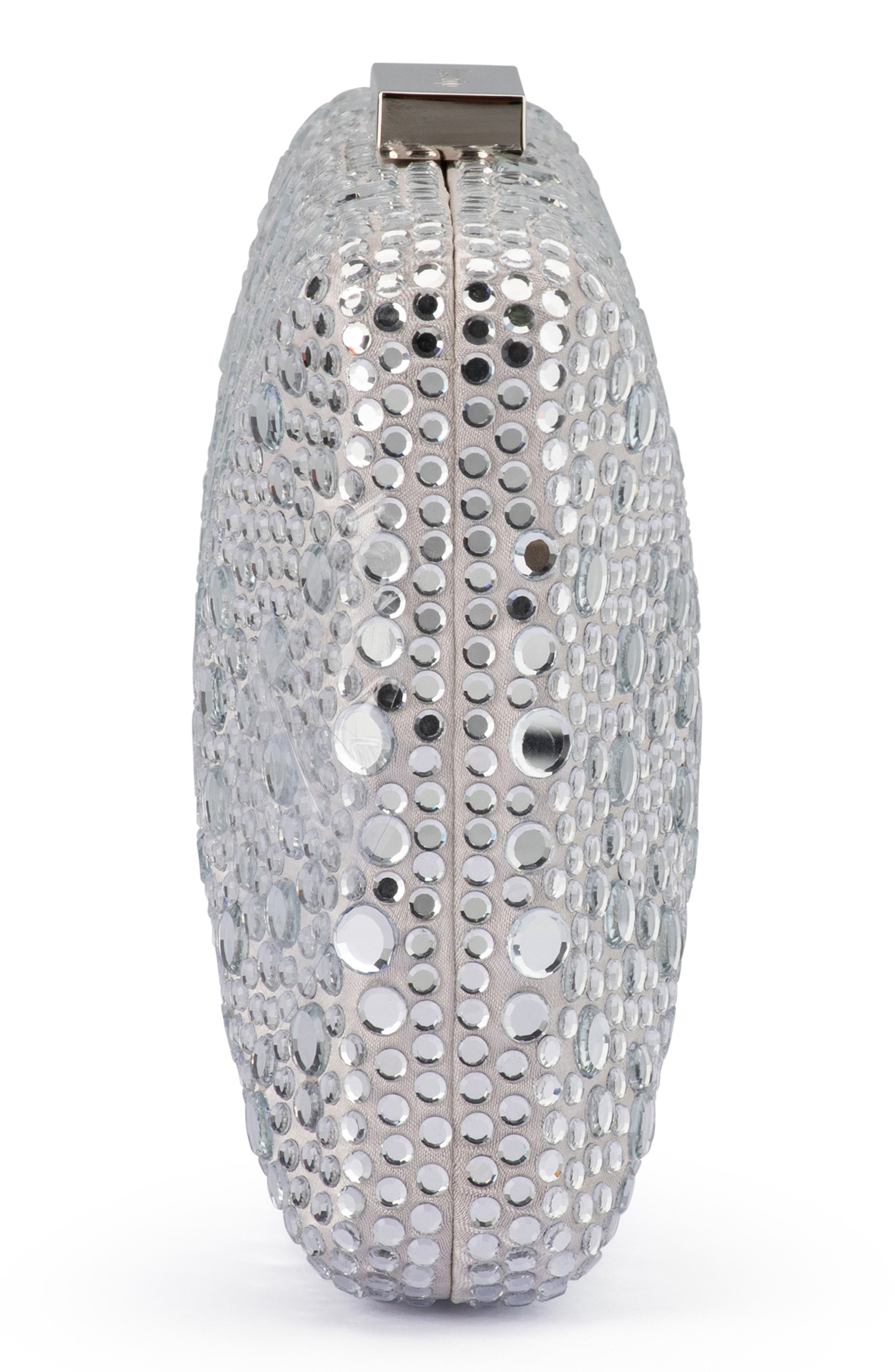 Olga Berg Harriet Crystal Frame Clutch, Alternate, color, Silver