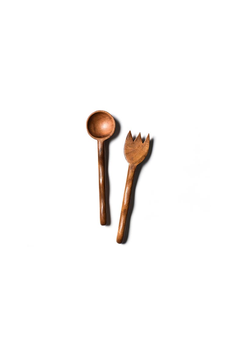 Fundamental Wood Ruffle Salad Server Set, Main, color, Brown