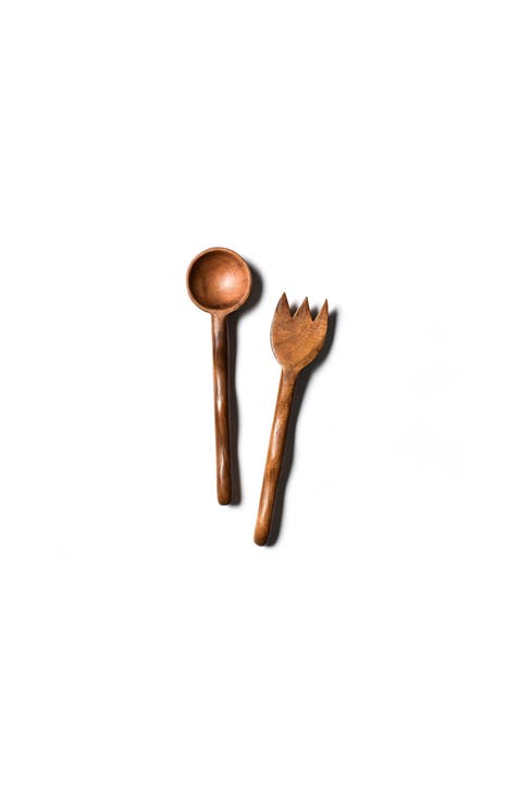 Fundamental Wood Ruffle Salad Server Set