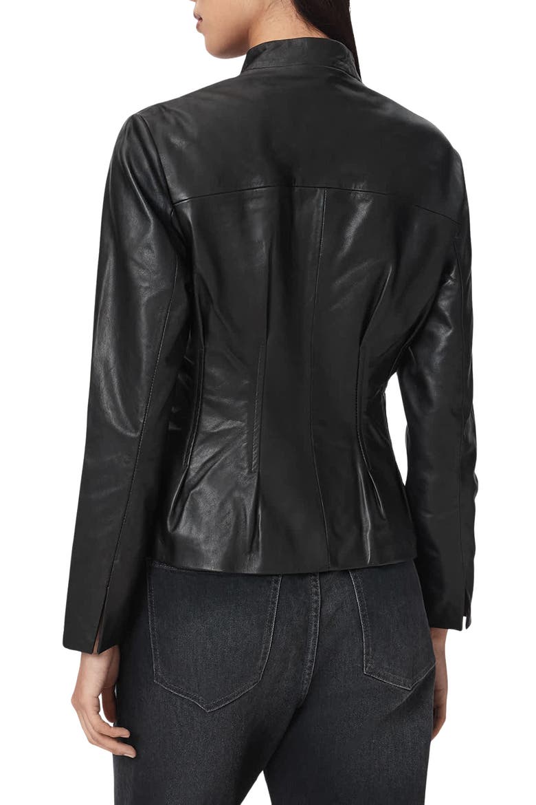 Clo Leather Jacket, Alternate, color, BLACK
