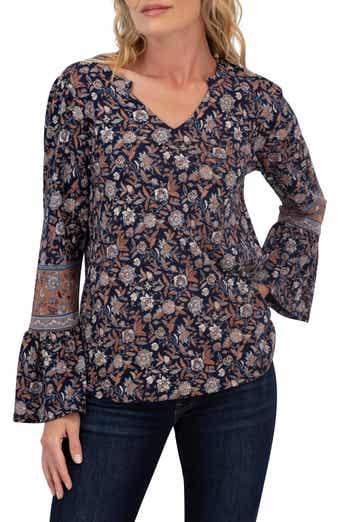 Lucky Brand Notch Neck Bell Sleeve Top