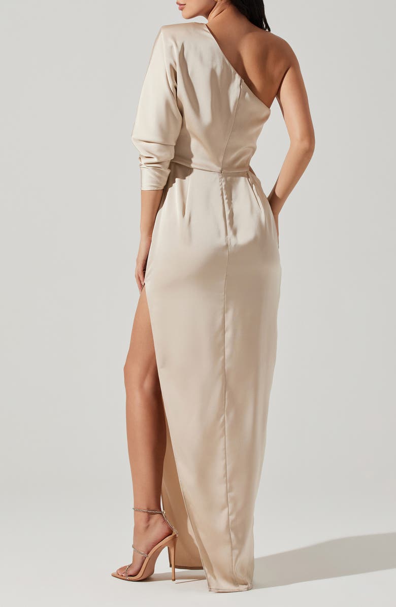ASTR the Label Amari One-Shoulder Cutout Maxi Dress, Alternate, color, Champagne