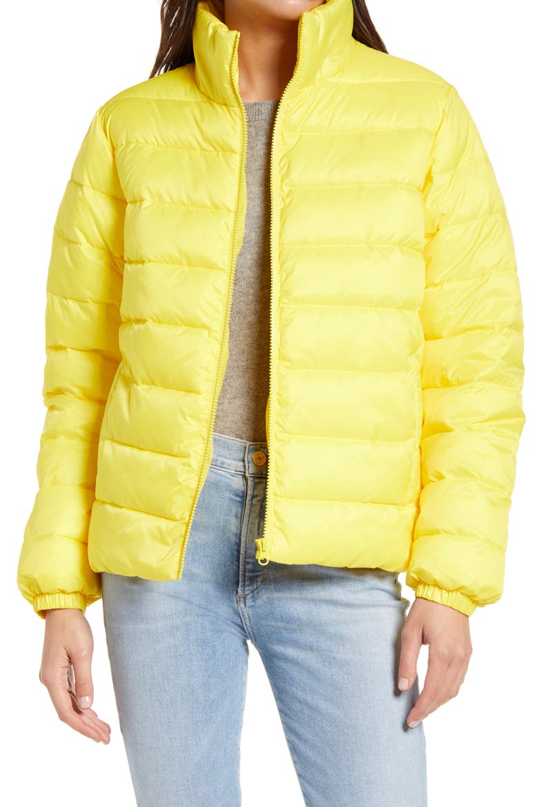 Zip Puffer Coat, Main, color, YELLOW BUTTER