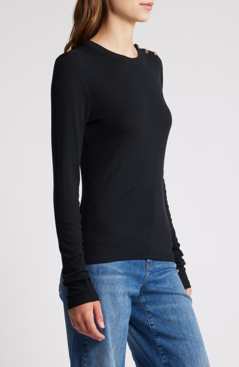 FRAME Long Sleeve Shoulder Button T-Shirt, Alternate, color,